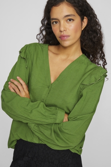 Vila Blouse VIDESTINA V-NECK L/S TOP/PR/BF 14101043 CACTUS