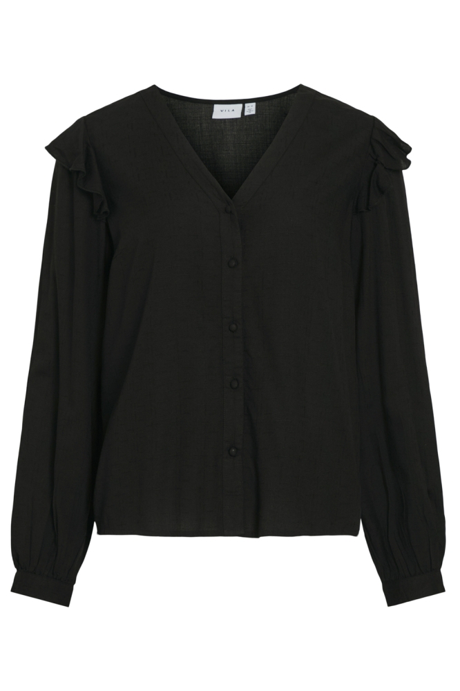 VIDESTINA V-NECK L/S TOP/PR/BF 14101043 BLACK BEAUTY