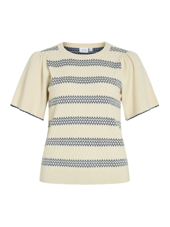 Vila T-shirt VIRIAM 2/4 KNIT TOP 14103272 BIRCH/BIJOU