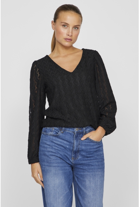 Vila viferya v-neck l/s top/r/bf