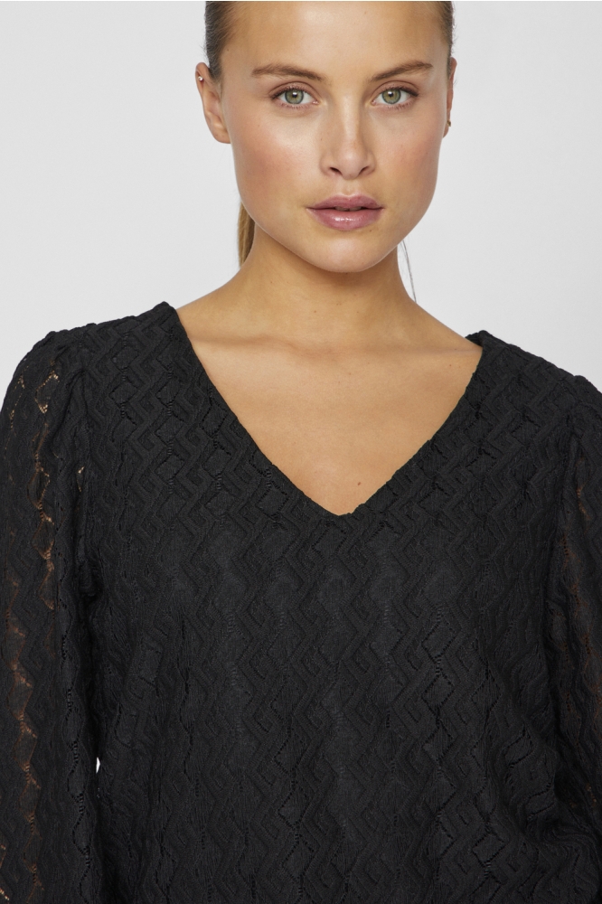 VIFERYA V-NECK L/S TOP/R/BF 14099604 BLACK BEAUTY