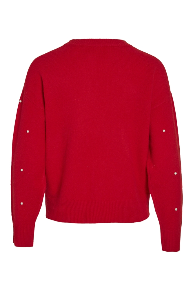 VISPARK L/S KNIT PEARL PULLOVER/KA 14104596 POPPY RED/PEARLS