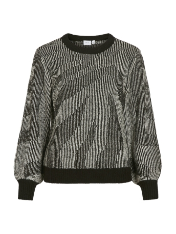 Vila Trui VIPINNA L/S O-NECK JACQUARD KNIT TO 14102210 BLACK/BIRCH