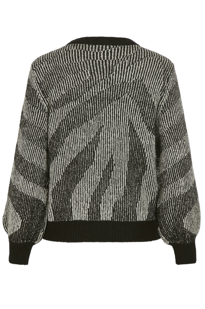 VIPINNA L/S O-NECK JACQUARD KNIT TO 14102210 BLACK/BIRCH