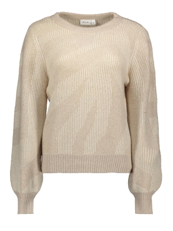 Vila Trui VIPINNA L/S O-NECK JACQUARD KNIT TO 14102210 NATURAL MELANGE/BIRCH