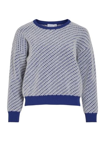 Vila Trui VIASHLEY O-NECK L/S JACQUARD KNIT T 14102590 Mazarine Blue/BIRCH