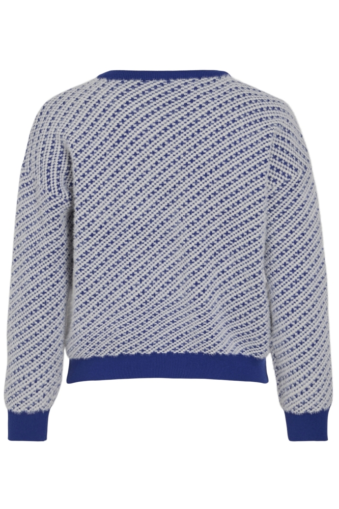 VIASHLEY O-NECK L/S JACQUARD KNIT T 14102590 Mazarine Blue/BIRCH