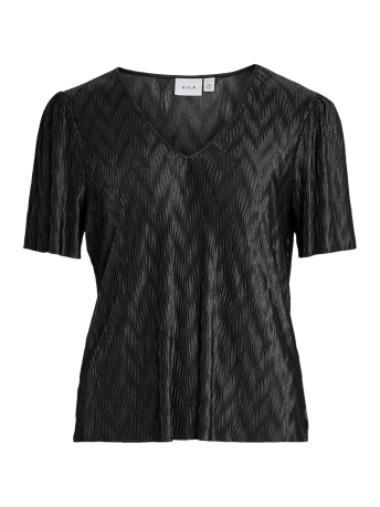 Vila T-shirt VIPLIRA V-NECK S/S TOP/R 14099029 BLACK BEAUTY