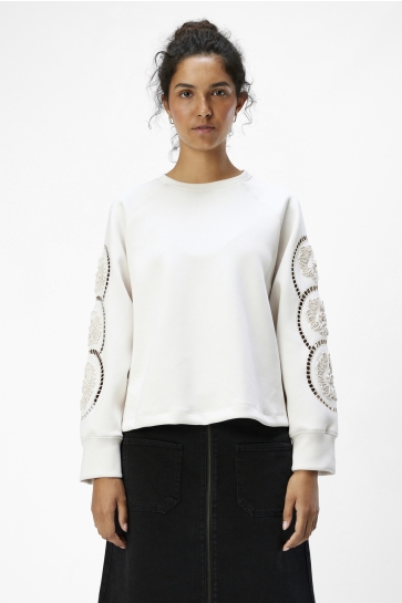 Object Trui OBJDORINA LO L/S SWEAT TOP 134 23045024 WHITE SAND