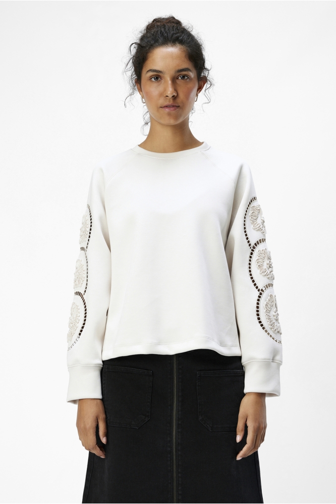 OBJDORINA LO L/S SWEAT TOP 134 23045024 WHITE SAND