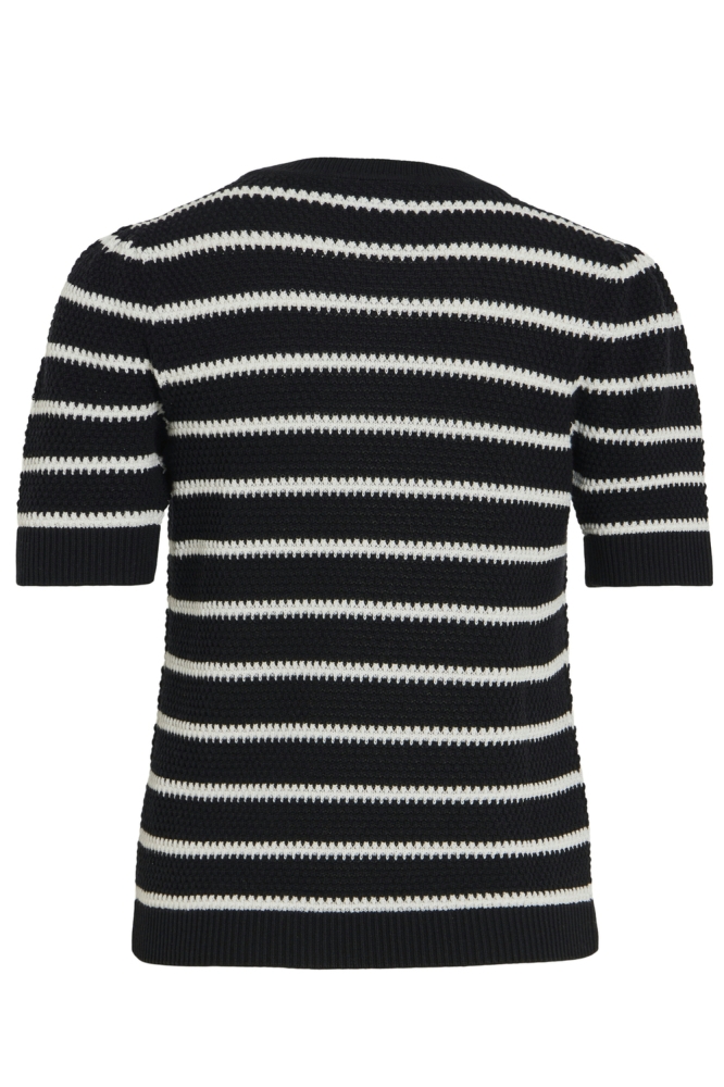 VIDALO O-NECK S/S STRIPE KNIT-NOOS 14106601 Black/WHITE ALYS