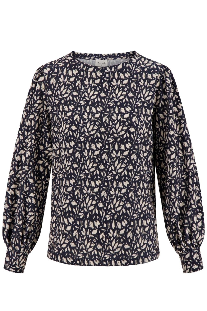 BOOTHALS TOP MET BLAADJESPRINT 0304 060 4004 DONKERBLAUW