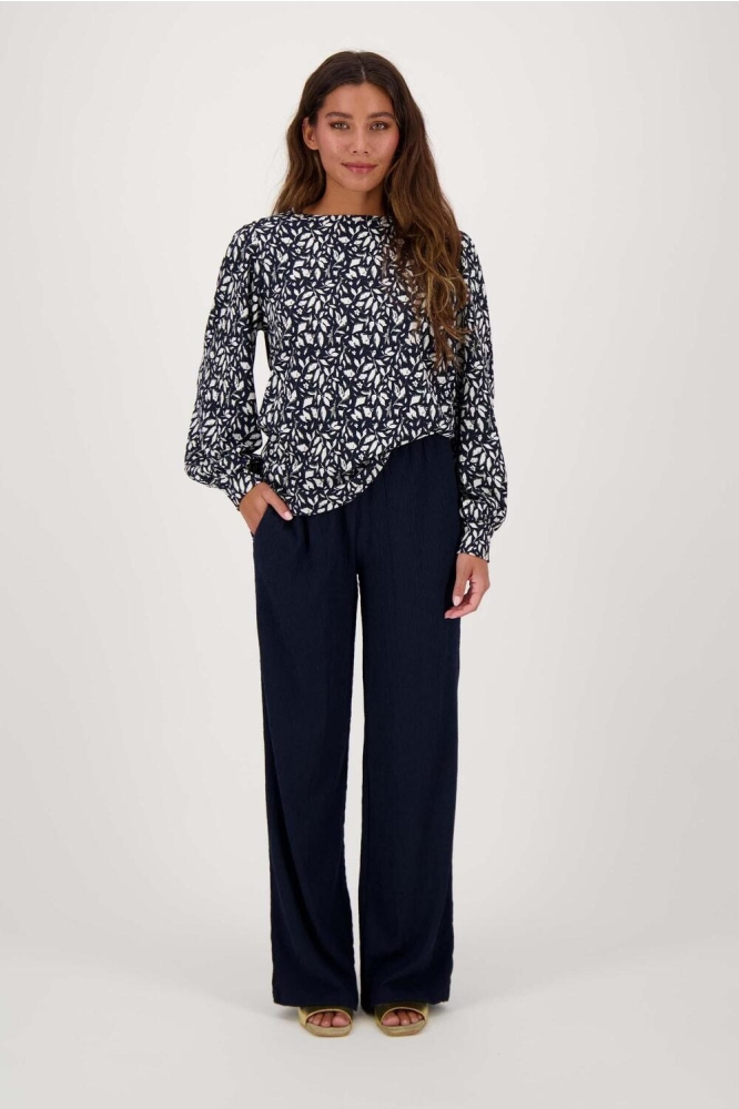 BOOTHALS TOP MET BLAADJESPRINT 0304 060 4004 DONKERBLAUW