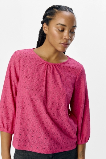 Object T-shirt OBJLAILA 3/4 RE TOP NOOS 23045724 RASPBERRY SORBET