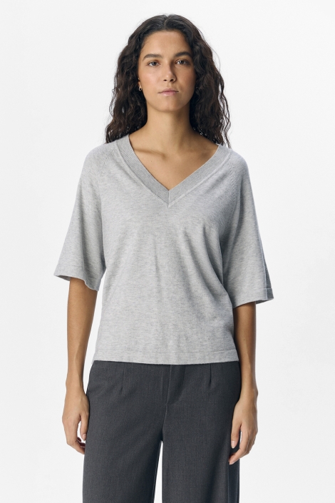 Object objthess 2/4 lo v-neck knit top noo