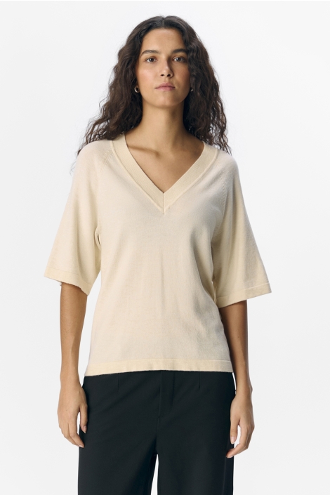 Object objthess 2/4 lo v-neck knit top noo