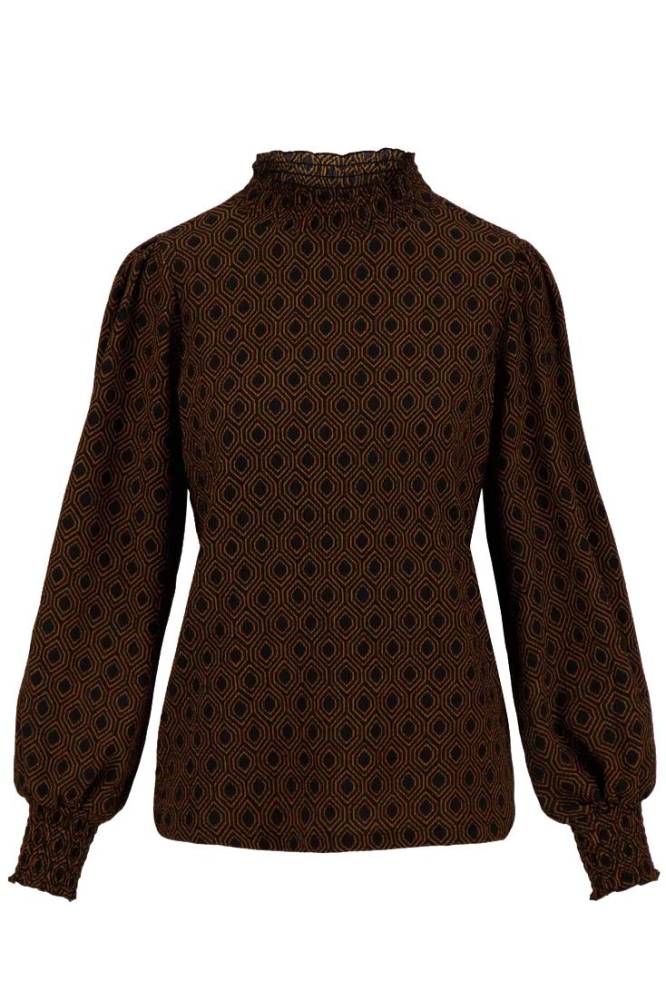 COL MET BLOCKPRINT 0304 058 ZWART/CAMEL