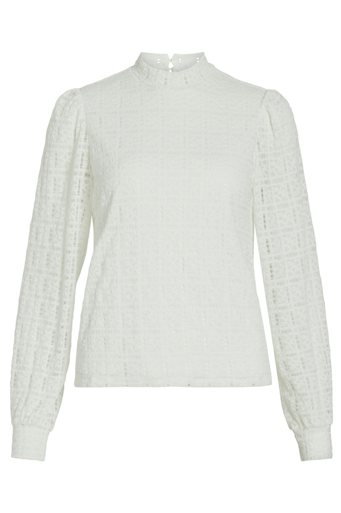 VICIKI L/S HIGH NECK LACE TOP/TB 14103884 CLOUD DANCER