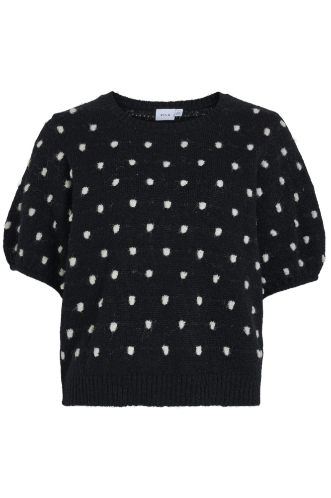 VIDOTTIE 2/4 SLEEVE KNIT TOP 14103431 BLACK BEAUTY/BIRCH DOTS