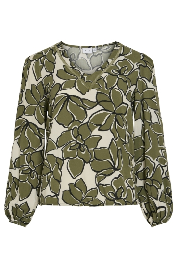 Vila Blouse VIMARA DURA V-NECK L/S TOP/PB 14103116 CAPULET OLIVE/DURA