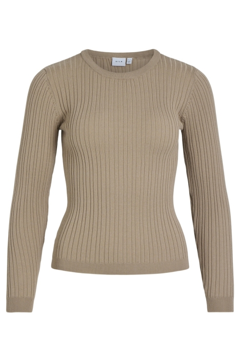 Vila vimullie l/s o-neck rib knit top/pb