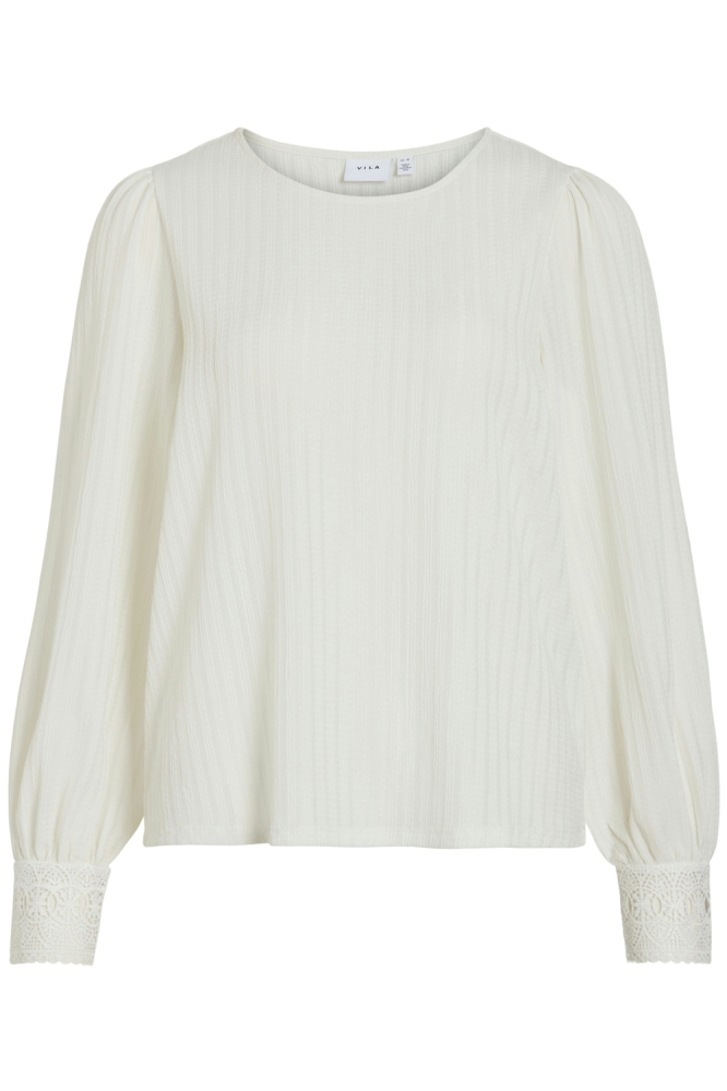 VIWHITNA L/S O-NECK TOP/PB 14103220 SNOW WHITE