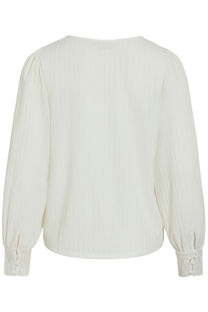 VIWHITNA L/S O-NECK TOP/PB 14103220 SNOW WHITE