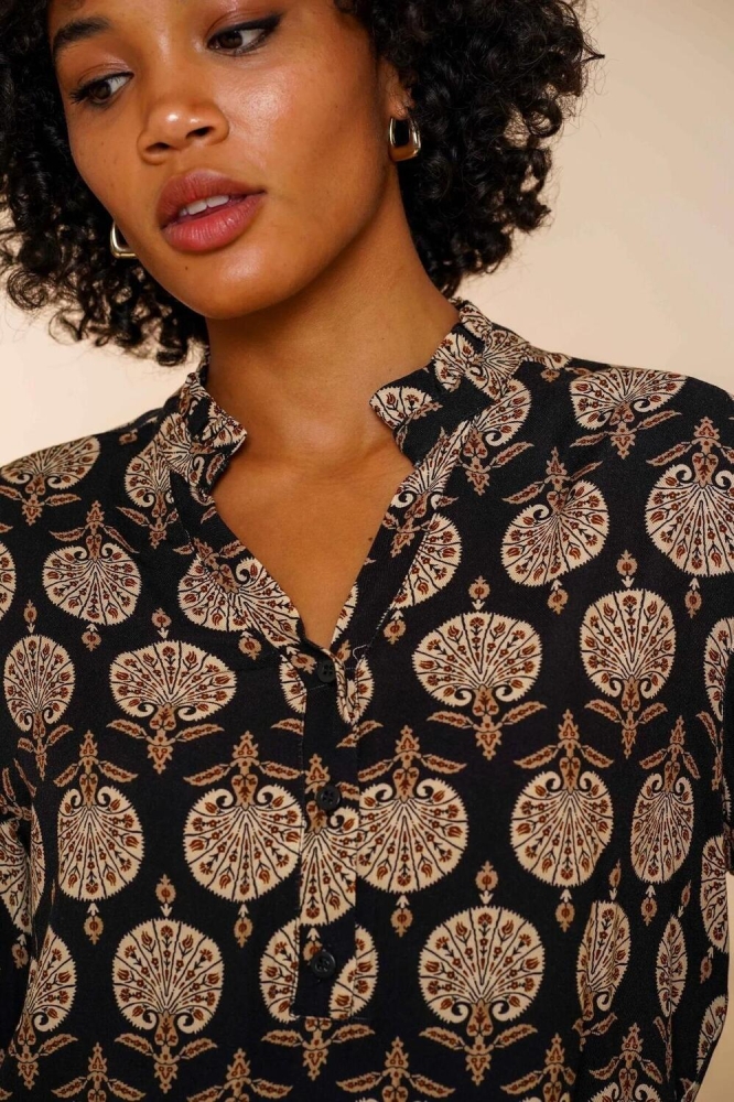 TOP MET PEACOCK PRINT 43561 70 BLACK