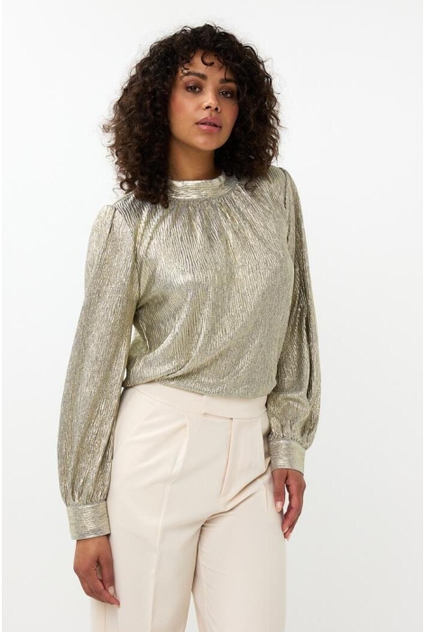 EsQualo blouse fancy foil plisse