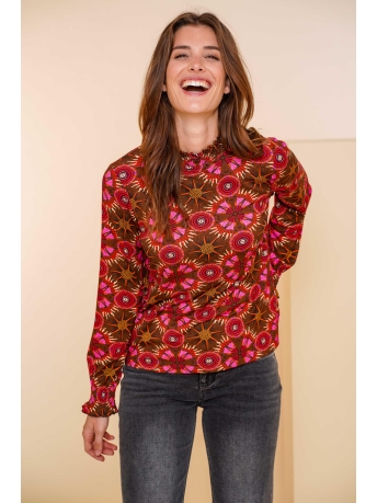 Geisha T-shirt TOP MET PRINT 42665 20 Fuchsia/Camel