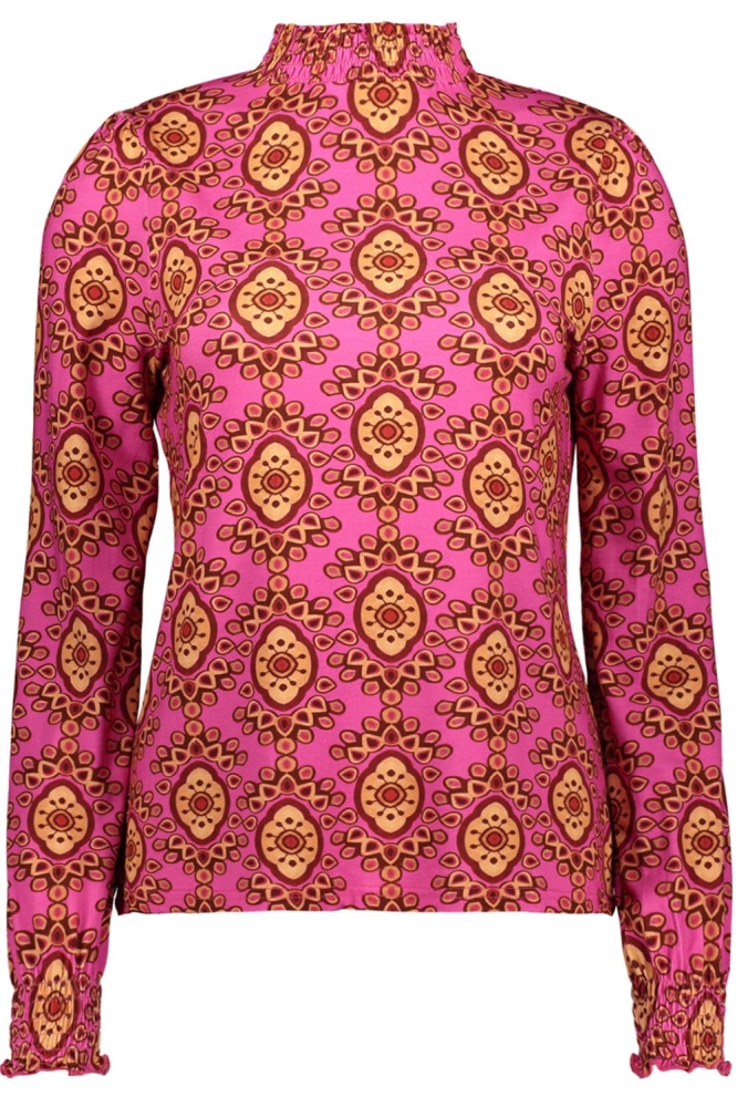 TOP MET IKAT PRINT 42666 20 Fuchsia/Camel