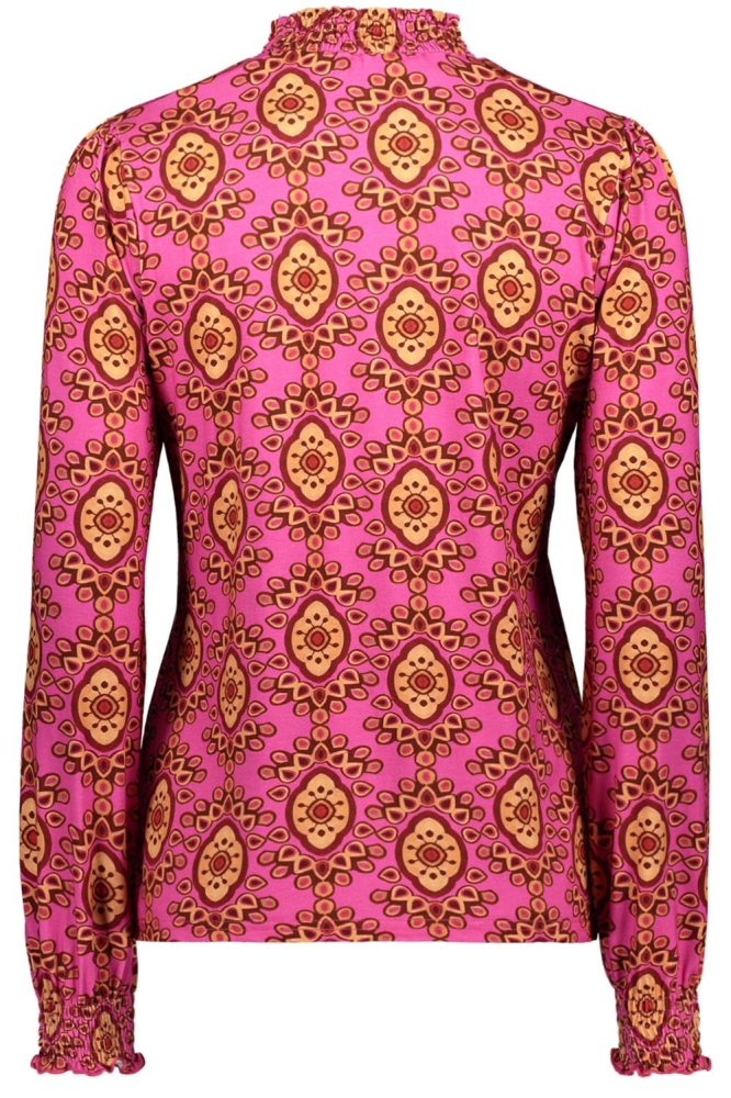 TOP MET IKAT PRINT 42666 20 Fuchsia/Camel