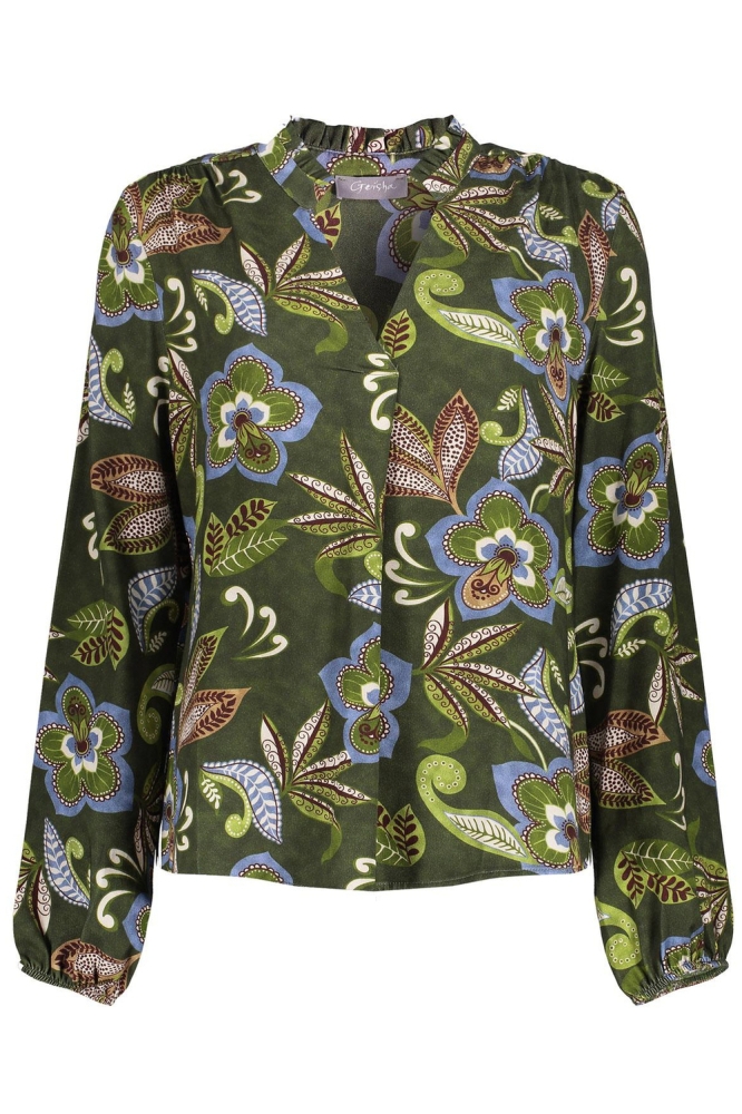 BLOUSE MET BLOEMENPRINT 43560 70 530 green/blue combi