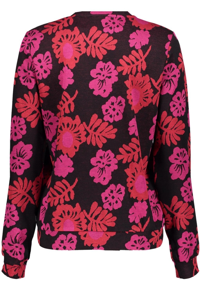 TSHIRT MET LANGE MOUWEN M43890 70 000999 BLACK/RED/FUCHSIA