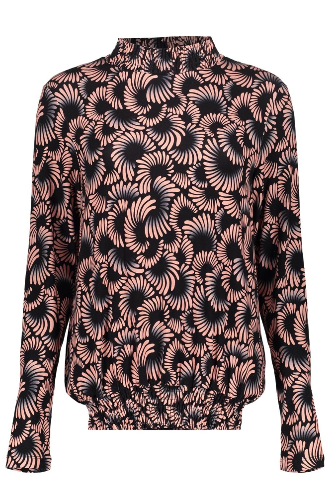 JERSEY TOP MET GRAFISCHE PAUWEN PRINT 42844 60 Black/Pink