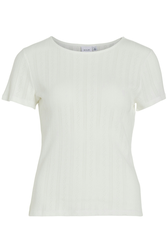 VIKASSIE S/S POINTELLE TOP - NOOS 14101755 SNOW WHITE