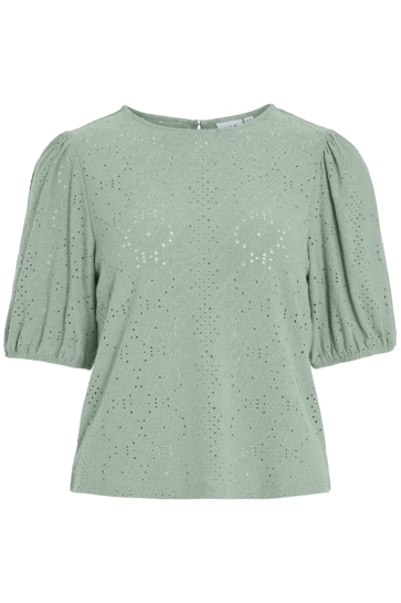 Vila Blouse VIKALLY O-NECK 2/4 TOP - NOOS 14101667 SILT GREEN