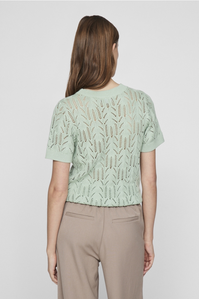 VICOTTI S/S O-NECK KNIT TOP - NOOS 14102700 SILT GREEN