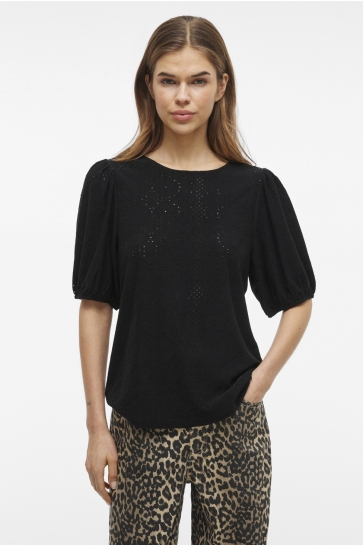 Vila T-shirt VIKALLY O-NECK 2/4 TOP - NOOS 14101667 BLACK BEAUTY