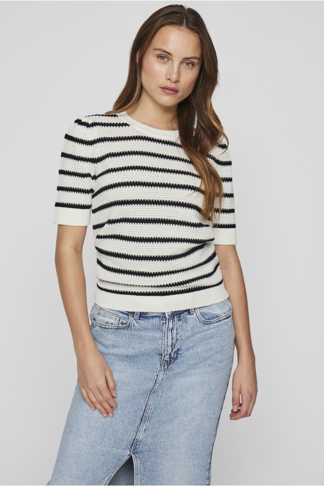 VIDALO O-NECK S/S STRIPE KNIT-NOOS 14106601 WHITE ALYSSUM