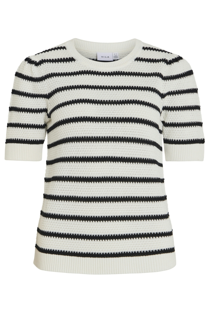 VIDALO O-NECK S/S STRIPE KNIT-NOOS 14106601 WHITE ALYSSUM