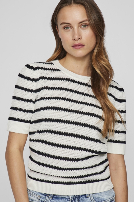 Vila vidalo o-neck s/s stripe knit-noos