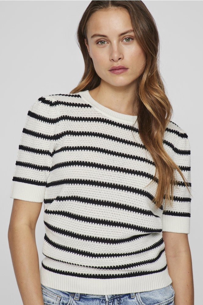 VIDALO O-NECK S/S STRIPE KNIT-NOOS 14106601 WHITE ALYSSUM