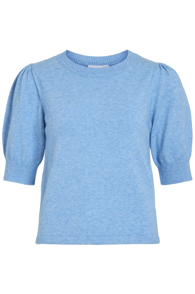 VIRIL 2/4 SLEEVE O-NECK KNIT TOP - 14105306 BLISSFUL BLUE/LIGHT MELANGE