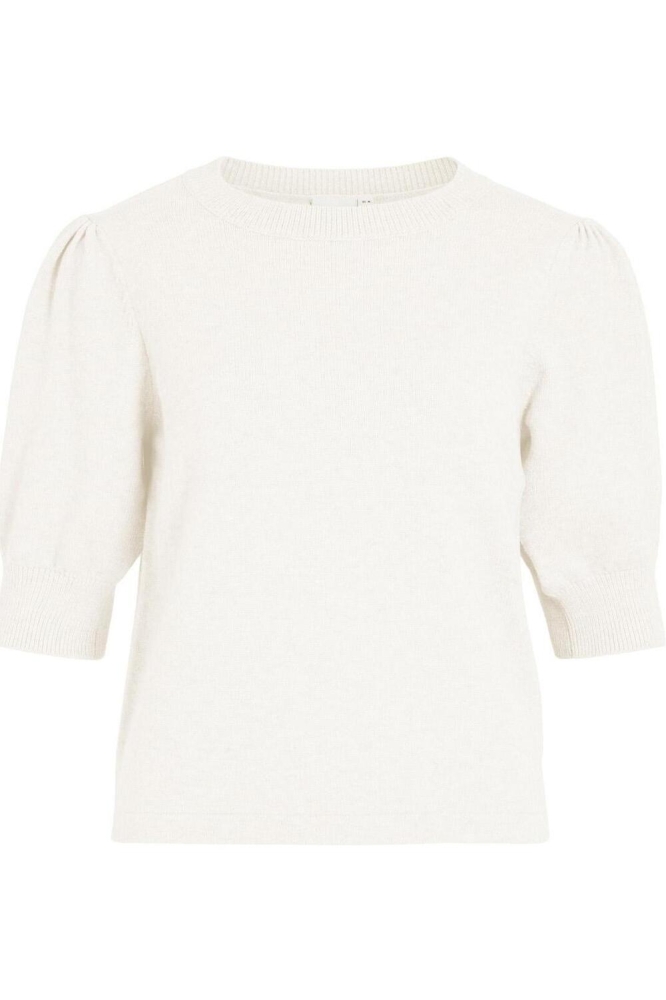 VIRIL 2/4 SLEEVE O-NECK KNIT TOP - 14105306 WHITE ALYSSUM