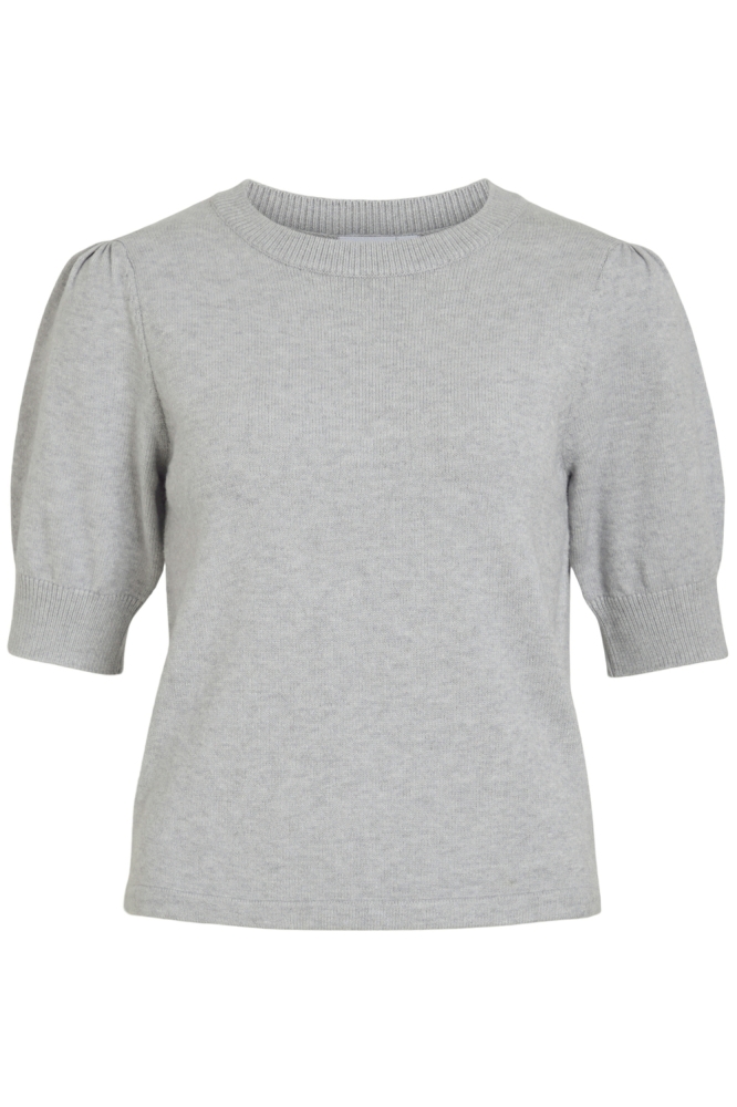 VIRIL 2/4 SLEEVE O-NECK KNIT TOP - 14105306 LIGHT GREY MELANGE