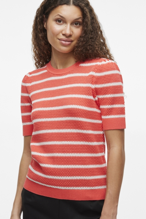 Vila vidalo o-neck s/s stripe knit-noos