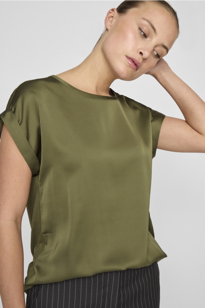 VIELLETTE S/S SATIN TOP - NOOS 14059563 CAPULET OLIVE