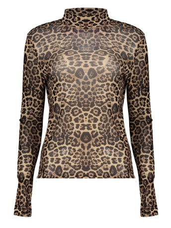 Geisha T-shirt MESH TOP MET LEOPARD PRINT 42881 14 SAND/DARK BROWN