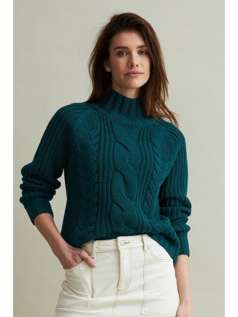 Red Button Trui TURTLE CABLE SWEATER SRB4370 320 TEAL